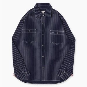 Houston Indigo Wabash Work Shirt is a denim-style long-sleeve top size M
